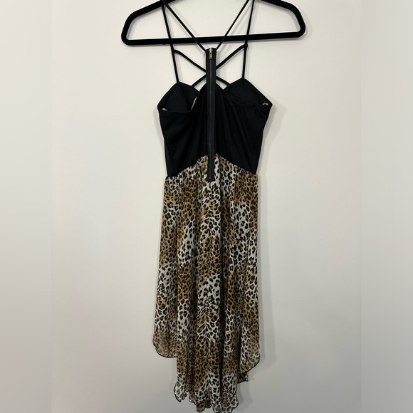 January 7 cocktail dress strappy top with high low cheetah print flowy bottom - Picture 11 of 11